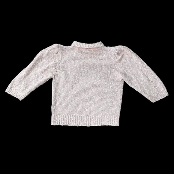 Vintage Pink Knit Sweater Large 1980s Spice Of Life Hong Kong Acrylic 3/4 Sleeve - Picture 3 of 6